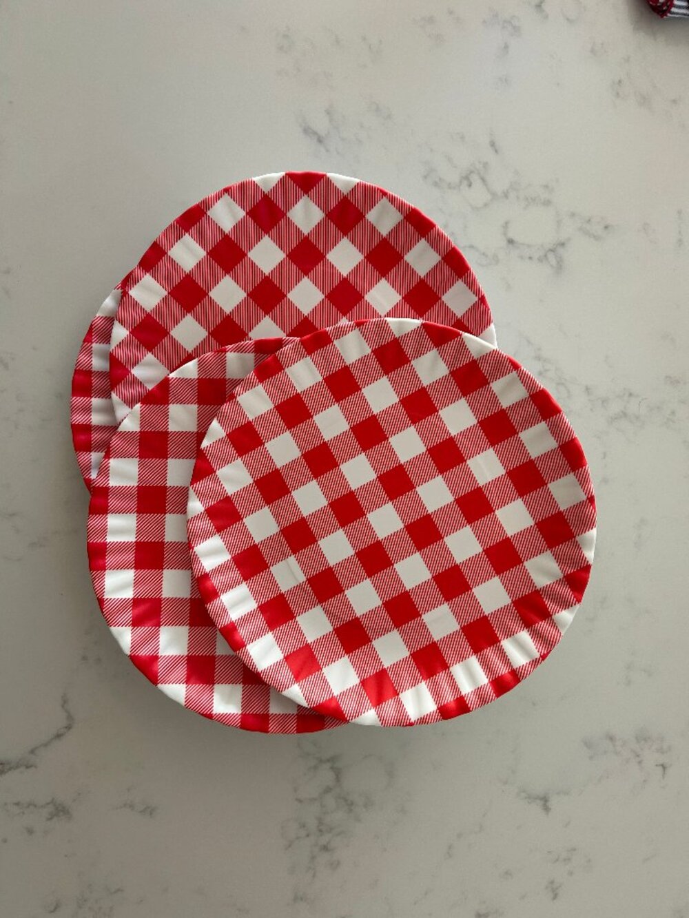 Set/4 Melamine "One Hundred 80 Degrees" Luncheon Plates